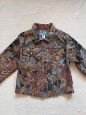 RARE KENZO 80's Tiger Print Denim Jacket